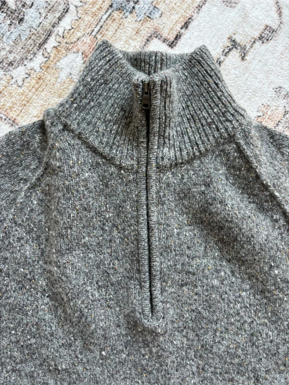Banana Republic Men's Charcoal Half-Zip Wool/Cashmere Sweater